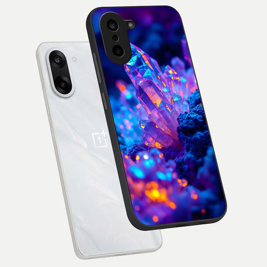  Neon Aura Shards phone case For Oneplus Nord CE5 showing premium glass back cover with detailed artwork
