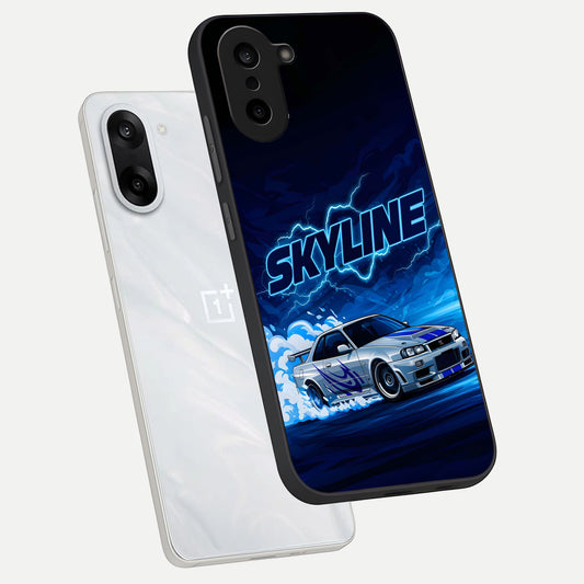  Neon Drift Beast phone case For Oneplus Nord CE5 showing premium glass back cover with detailed artwork