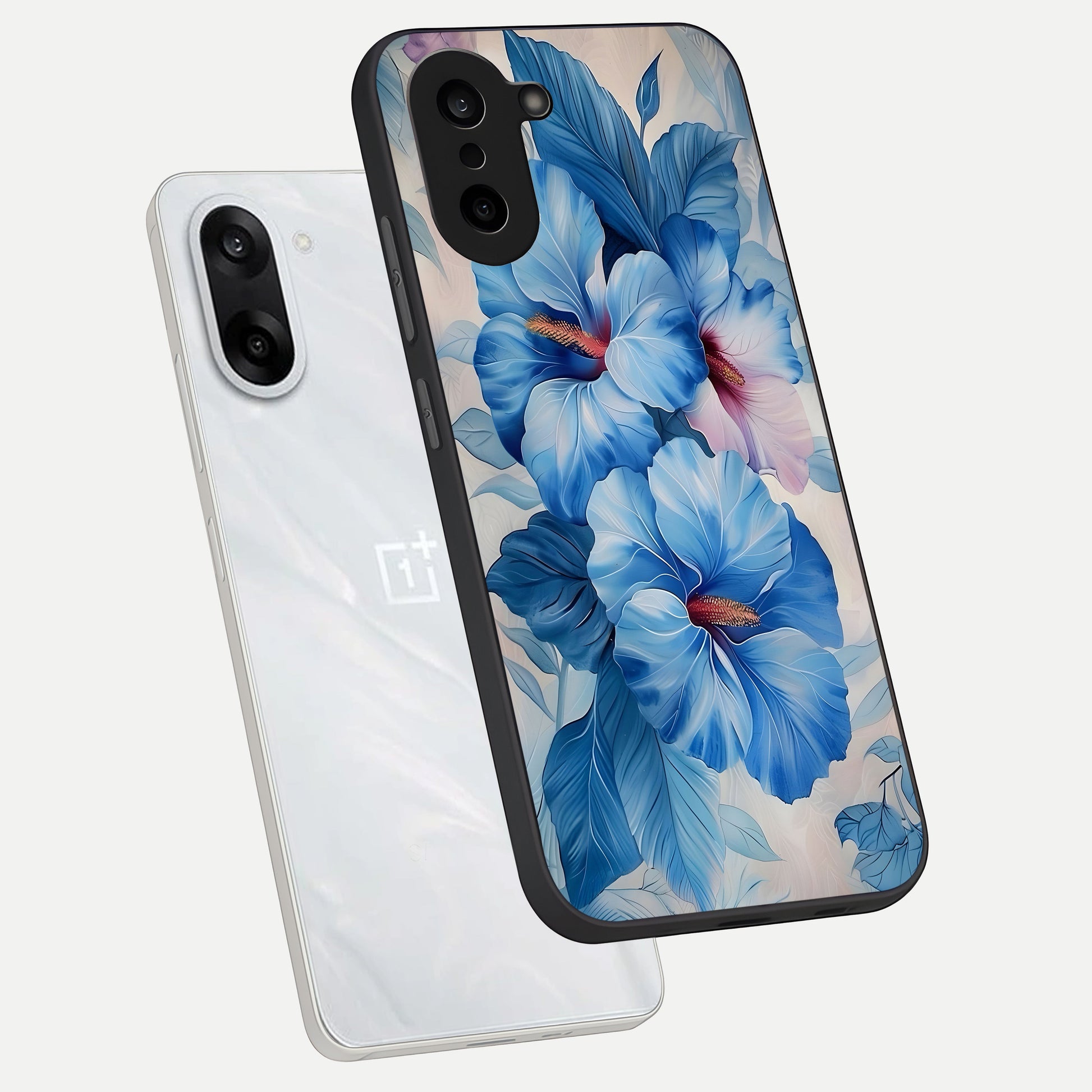 Ocean Hibiscus Grace phone case For Oneplus Nord CE5 showing premium glass back cover with detailed artwork