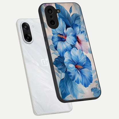  Ocean Hibiscus Grace phone case For Oneplus Nord CE5 showing premium glass back cover with detailed artwork