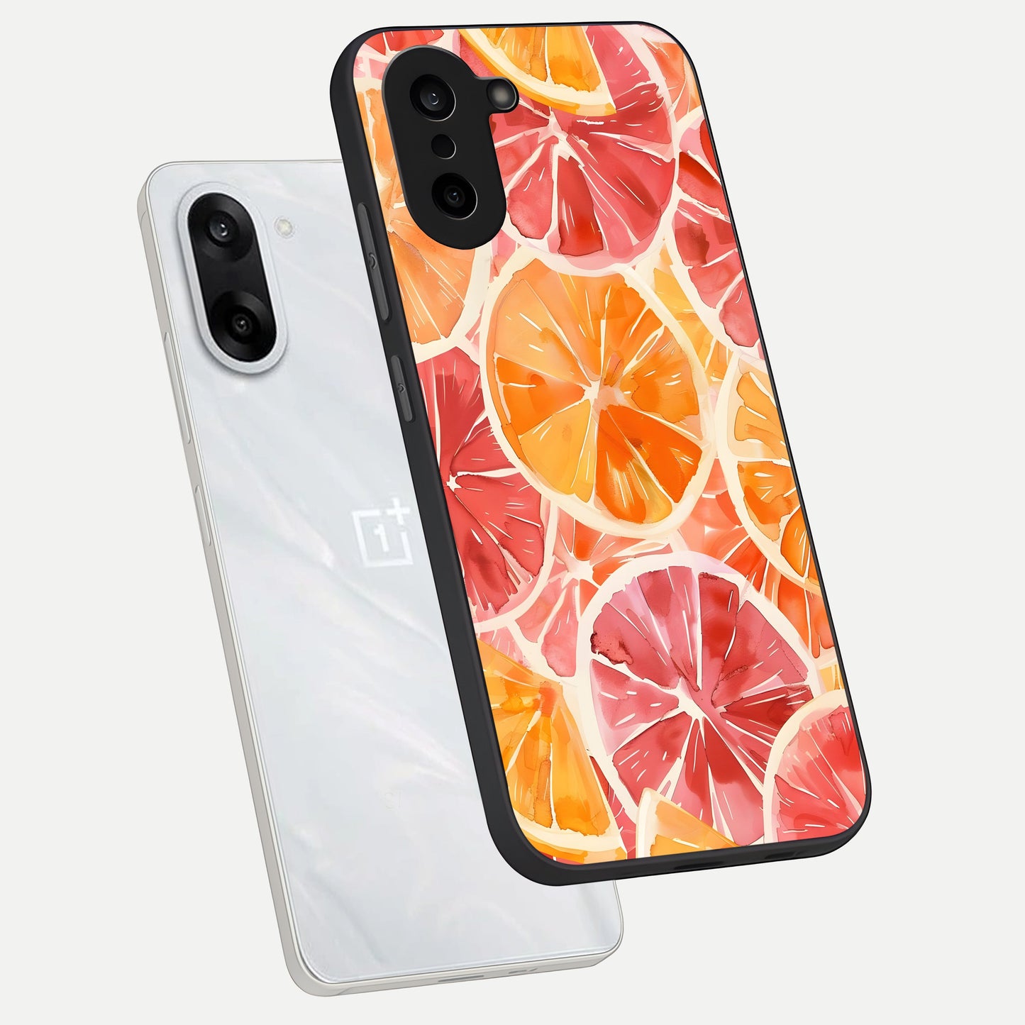  Orange Fruits Pattern phone case For Oneplus Nord CE5 showing premium glass back cover with detailed artwork