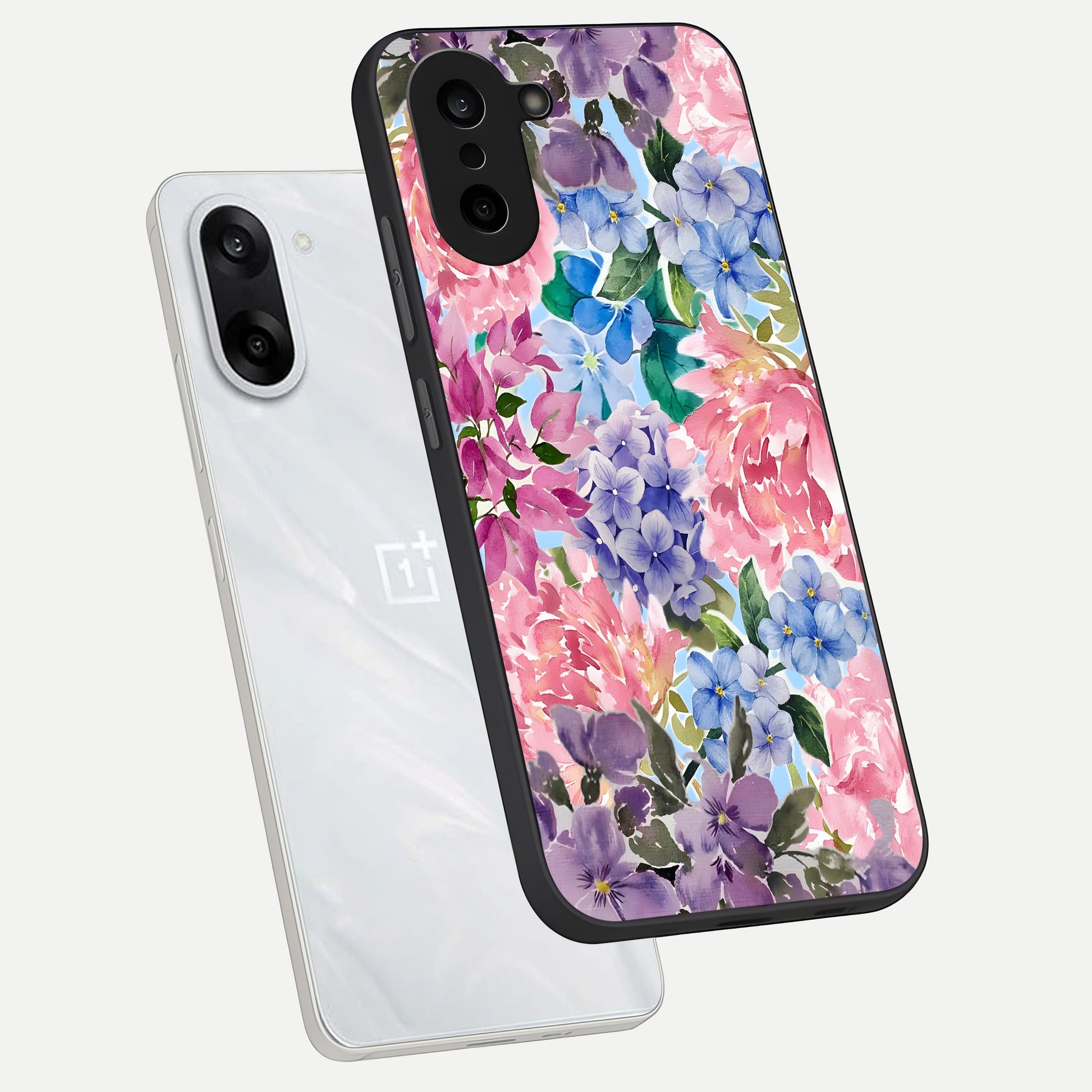 Pastel Floral Mix phone case For Oneplus Nord CE5 showing premium glass back cover with detailed artwork