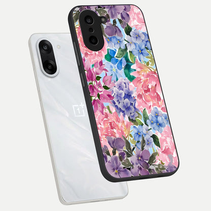  Pastel Floral Mix phone case For Oneplus Nord CE5 showing premium glass back cover with detailed artwork