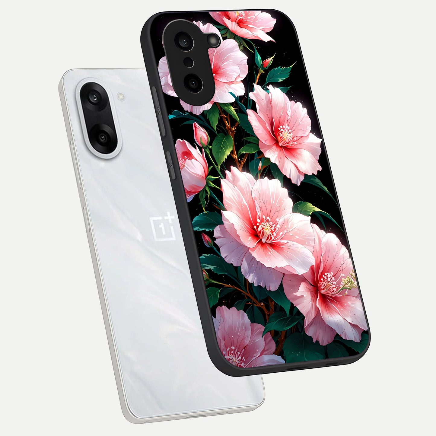  Peach Flower phone case For Oneplus Nord CE5 showing premium glass back cover with detailed artwork