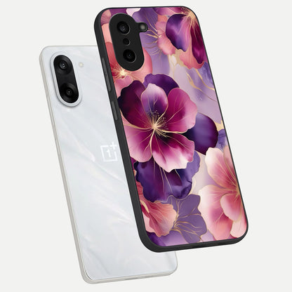 Pink Bouquet Florals phone case For Oneplus Nord CE5 showing premium glass back cover with detailed artwork