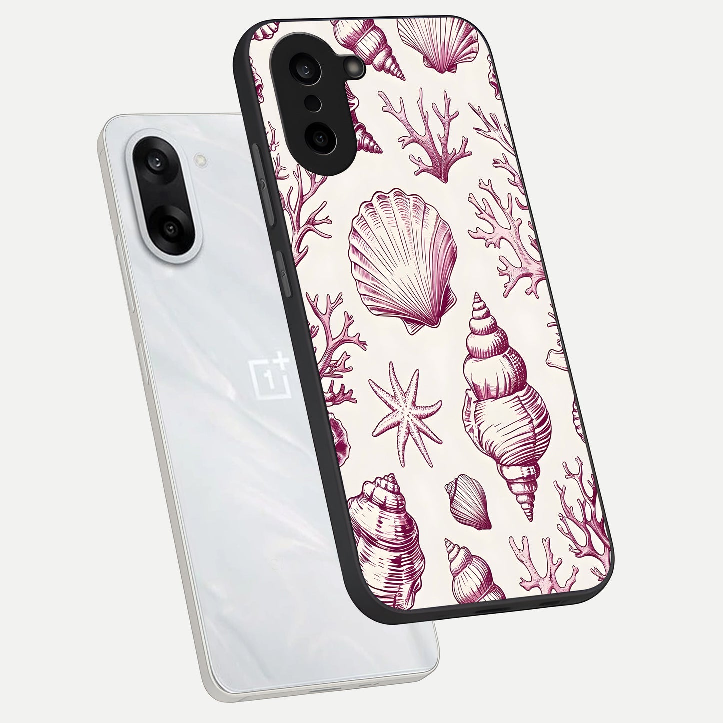  Pink Power Sparks phone case For Oneplus Nord CE5 showing premium glass back cover with detailed artwork