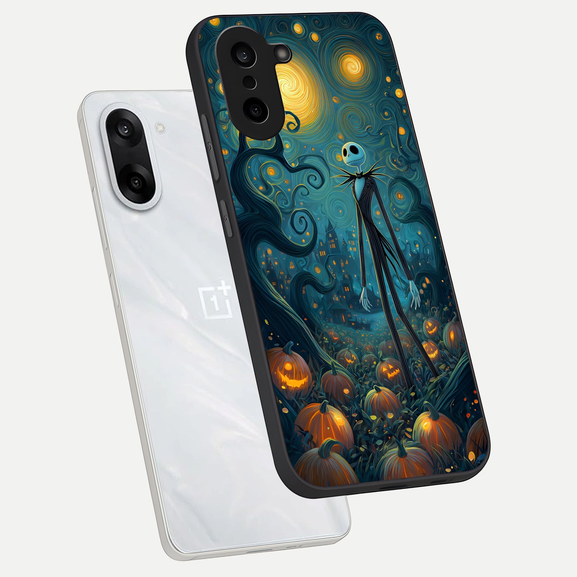  Pumpkin Moonlight Tale phone case For Oneplus Nord CE5 showing premium glass back cover with detailed artwork