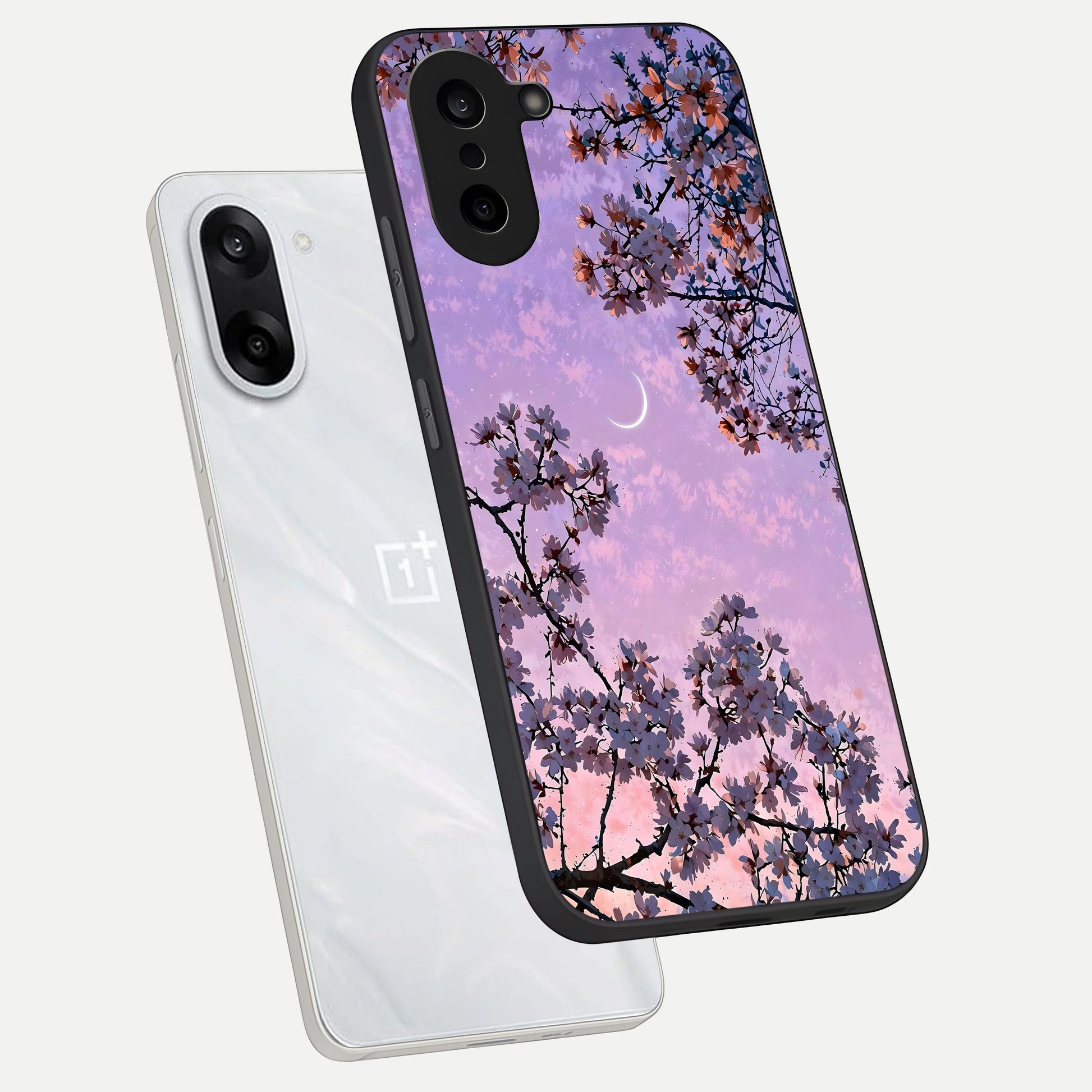  Purple Serenity Moon phone case For Oneplus Nord CE5 showing premium glass back cover with detailed artwork
