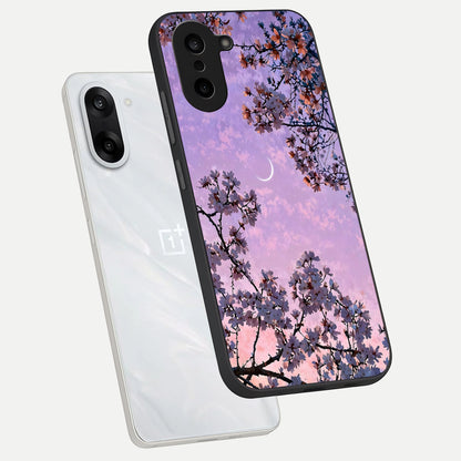  Purple Serenity Moon phone case For Oneplus Nord CE5 showing premium glass back cover with detailed artwork