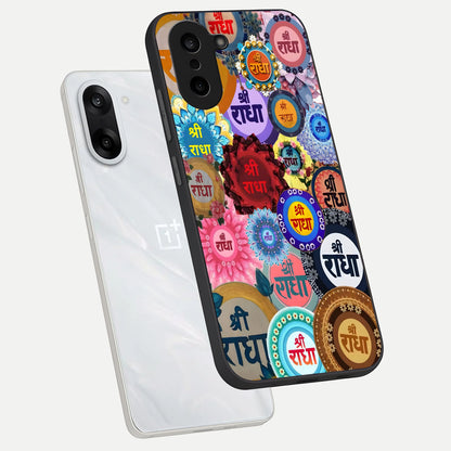  Radha Divine Bloom phone case For Oneplus Nord CE5 showing premium glass back cover with detailed artwork