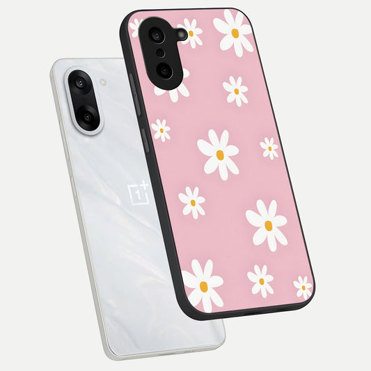  Soft Daisy Bliss phone case For Oneplus Nord CE5 showing premium glass back cover with detailed artwork