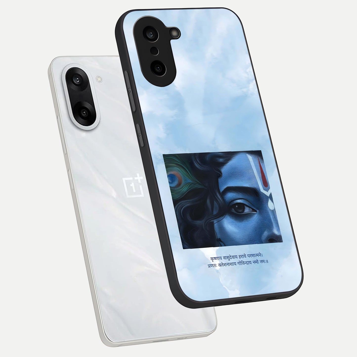  Spiritual Krishna phone case For Oneplus Nord CE5 showing premium glass back cover with detailed artwork