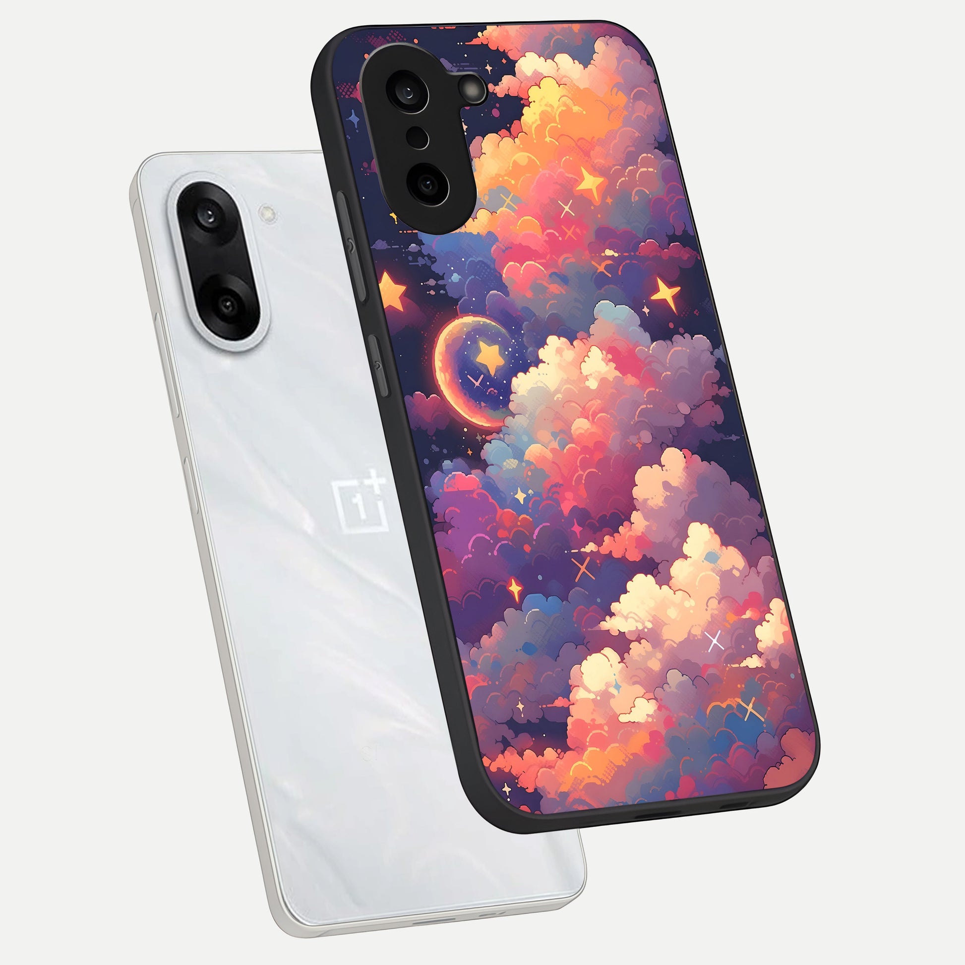  Starlit Dream Clouds phone case For Oneplus Nord CE5 showing premium glass back cover with detailed artwork