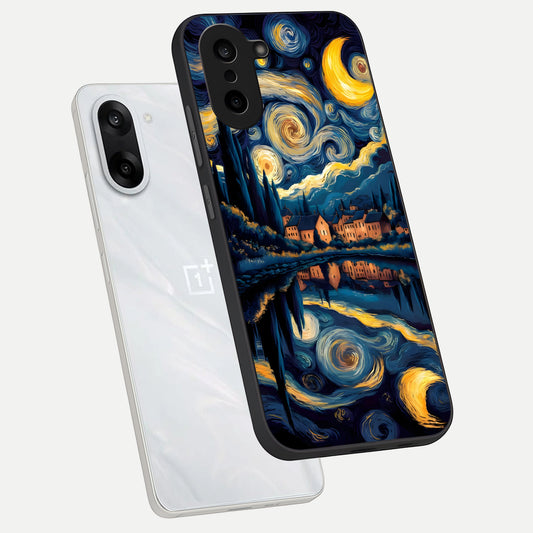  Starry Sky Serenity phone case For Oneplus Nord CE5 showing premium glass back cover with detailed artwork