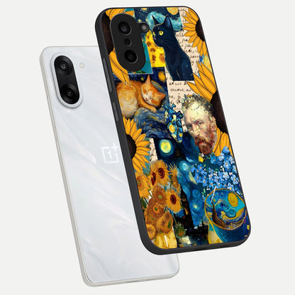  Sunflower Chic Mood Custom Name phone case For Oneplus Nord CE5 showing premium glass back cover with detailed artwork