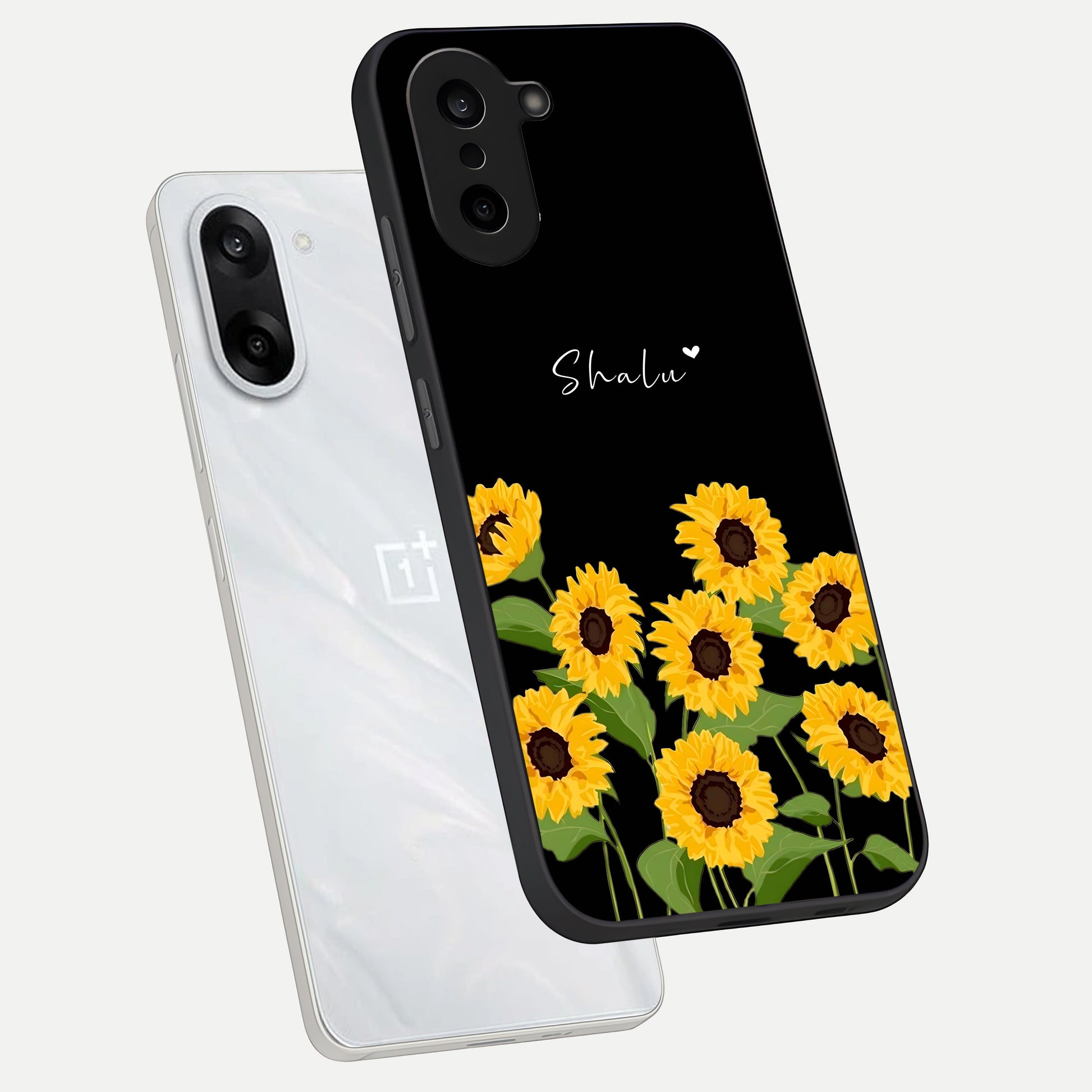  Sunflower Sky Bloom phone case For Oneplus Nord CE5 showing premium glass back cover with detailed artwork