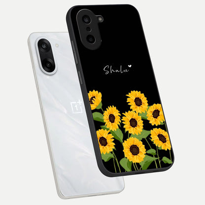  Sunflower Sky Bloom phone case For Oneplus Nord CE5 showing premium glass back cover with detailed artwork