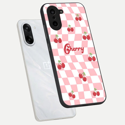  Sweet Cherry Vibes phone case For Oneplus Nord CE5 showing premium glass back cover with detailed artwork