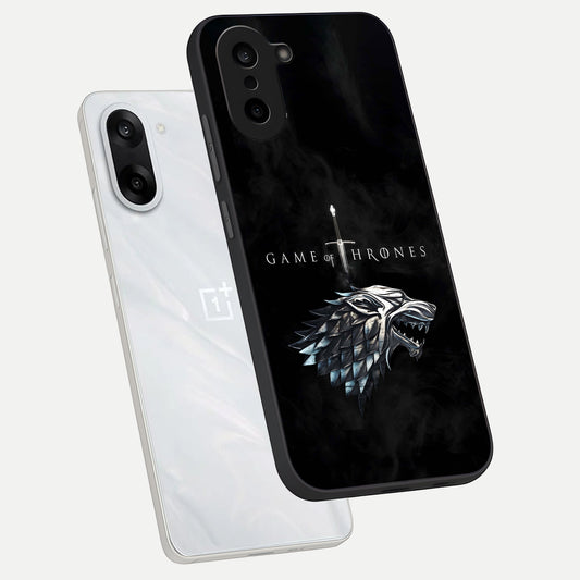  Throne Wolf Legacy phone case For Oneplus Nord CE5 showing premium glass back cover with detailed artwork
