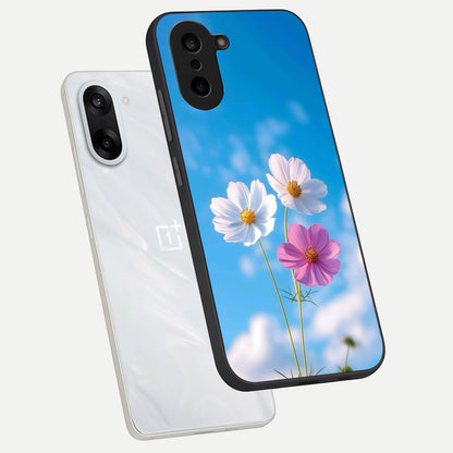  Tripple Flowers With Sky phone case For Oneplus Nord CE5 showing premium glass back cover with detailed artwork