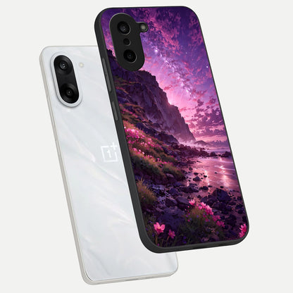  Twilight Blossom Coast phone case For Oneplus Nord CE5 showing premium glass back cover with detailed artwork