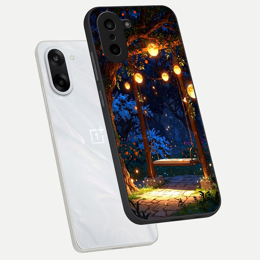  Twilight Garden Swing phone case For Oneplus Nord CE5 showing premium glass back cover with detailed artwork