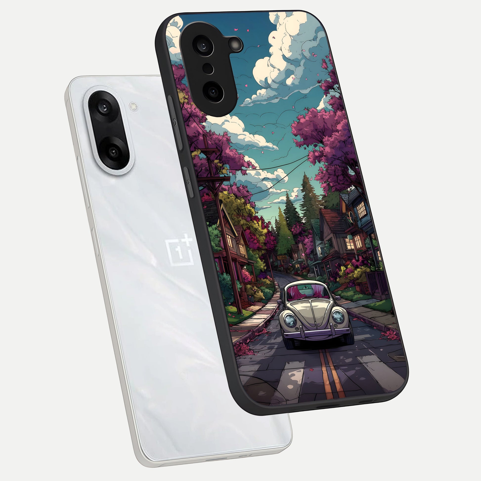  Vintage Street Drive phone case For Oneplus Nord CE5 showing premium glass back cover with detailed artwork