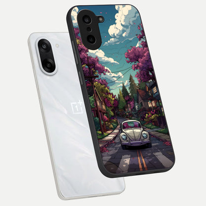  Vintage Street Drive phone case For Oneplus Nord CE5 showing premium glass back cover with detailed artwork