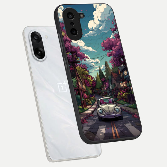  Vintage Street Drive phone case For Oneplus Nord CE5 showing premium glass back cover with detailed artwork