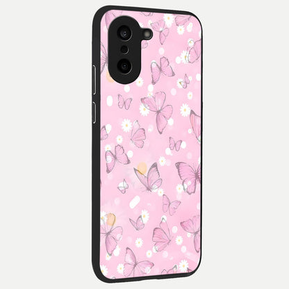  Blush Butterfly Garden back cover For Oneplus Nord CE5 slim fit glass case with vibrant aesthetic design