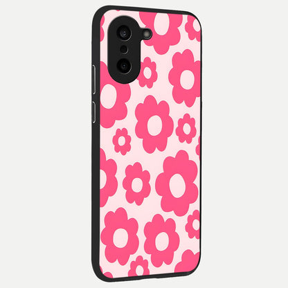  Blush Flower Pop back cover For Oneplus Nord CE5 slim fit glass case with vibrant aesthetic design