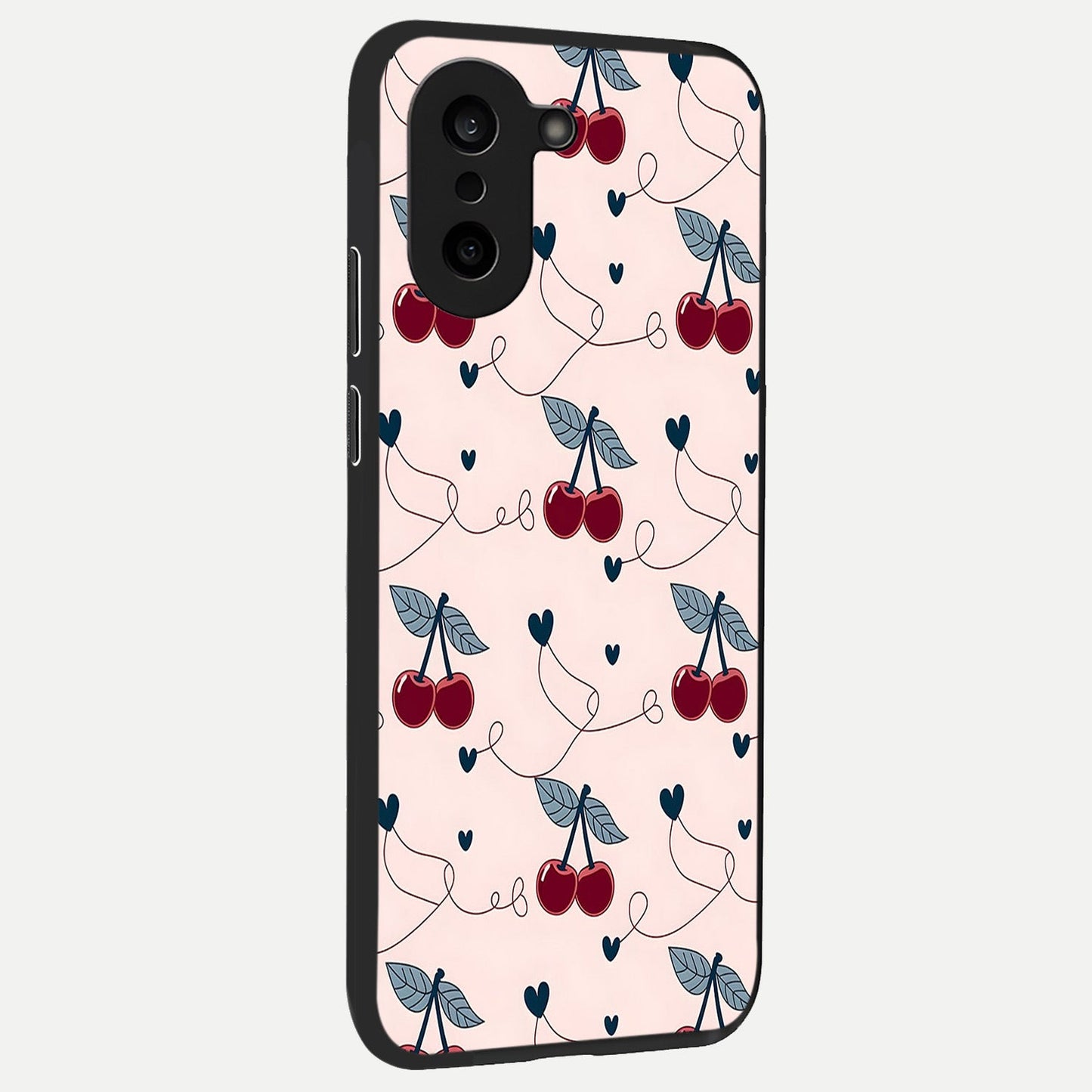  Cherry Heart Line back cover For Oneplus Nord CE5 slim fit glass case with vibrant aesthetic design