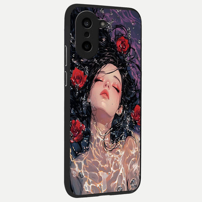  Crimson Rose Serenity back cover For Oneplus Nord CE5 slim fit glass case with vibrant aesthetic design