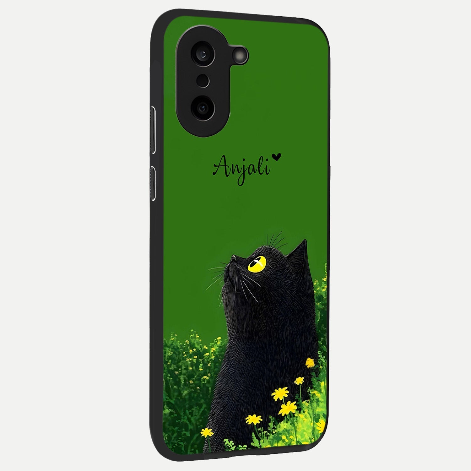  Emerald Cat Custom Name back cover For Oneplus Nord CE5 slim fit glass case with vibrant aesthetic design
