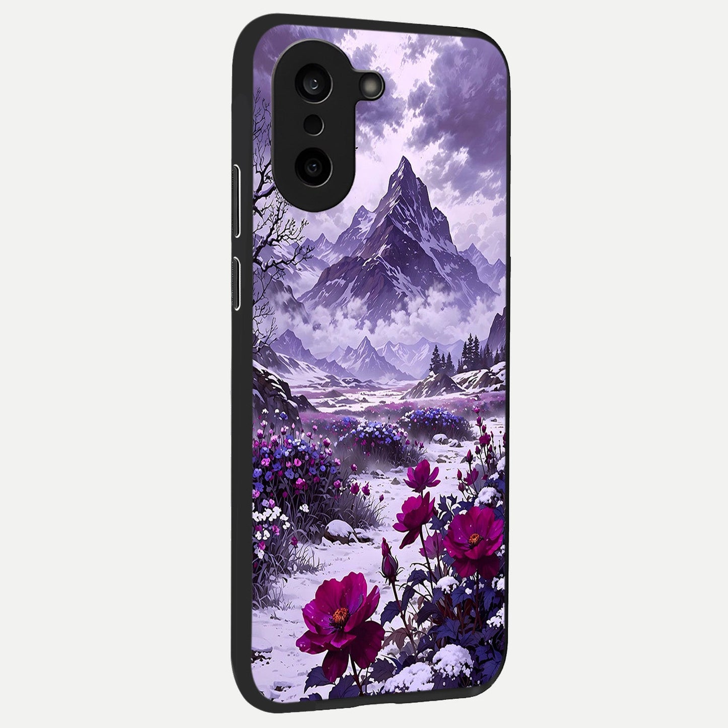  Flower Mountain View back cover For Oneplus Nord CE5 slim fit glass case with vibrant aesthetic design