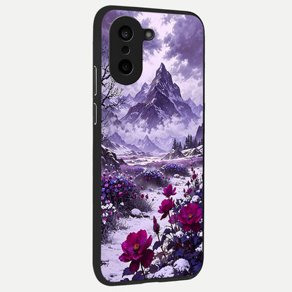  Flower Mountain View back cover For Oneplus Nord CE5 slim fit glass case with vibrant aesthetic design