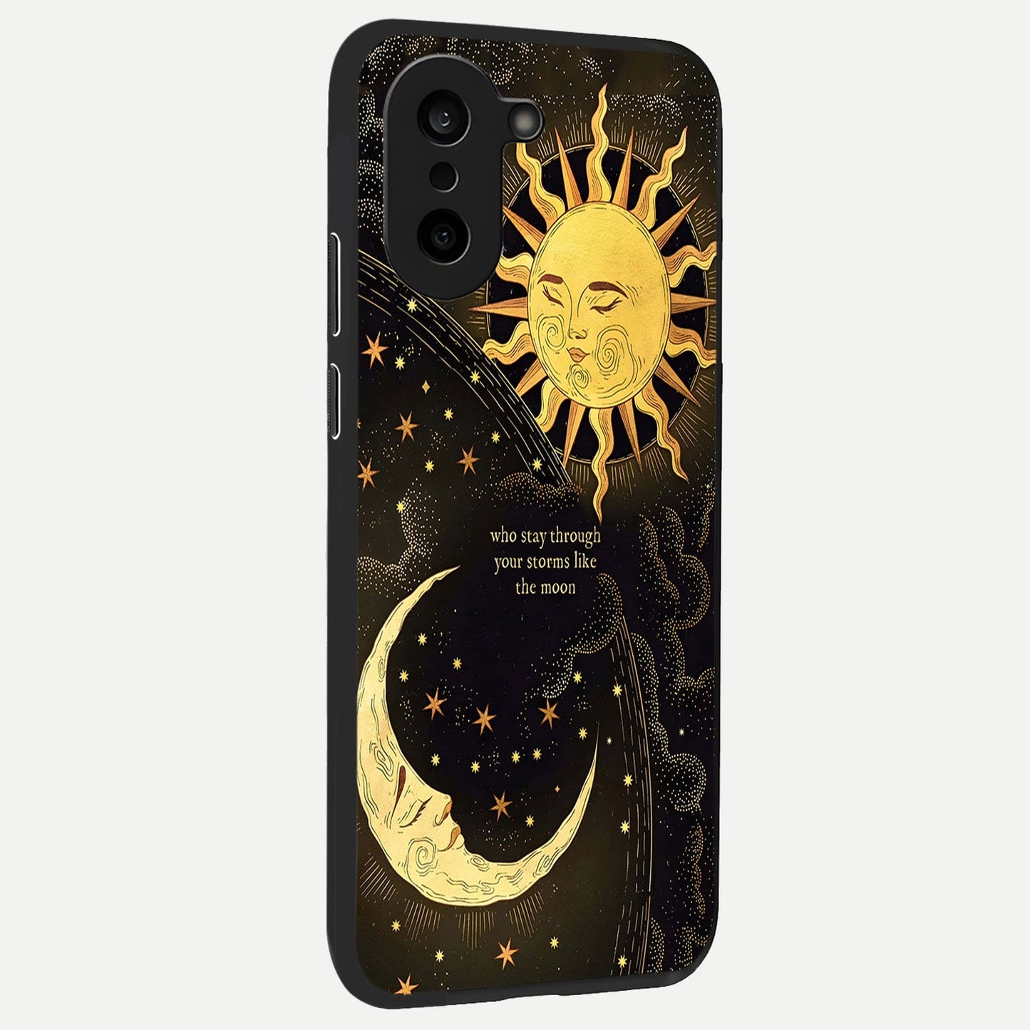  Golden Lunar Love back cover For Oneplus Nord CE5 slim fit glass case with vibrant aesthetic design