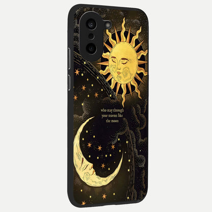  Golden Lunar Love back cover For Oneplus Nord CE5 slim fit glass case with vibrant aesthetic design