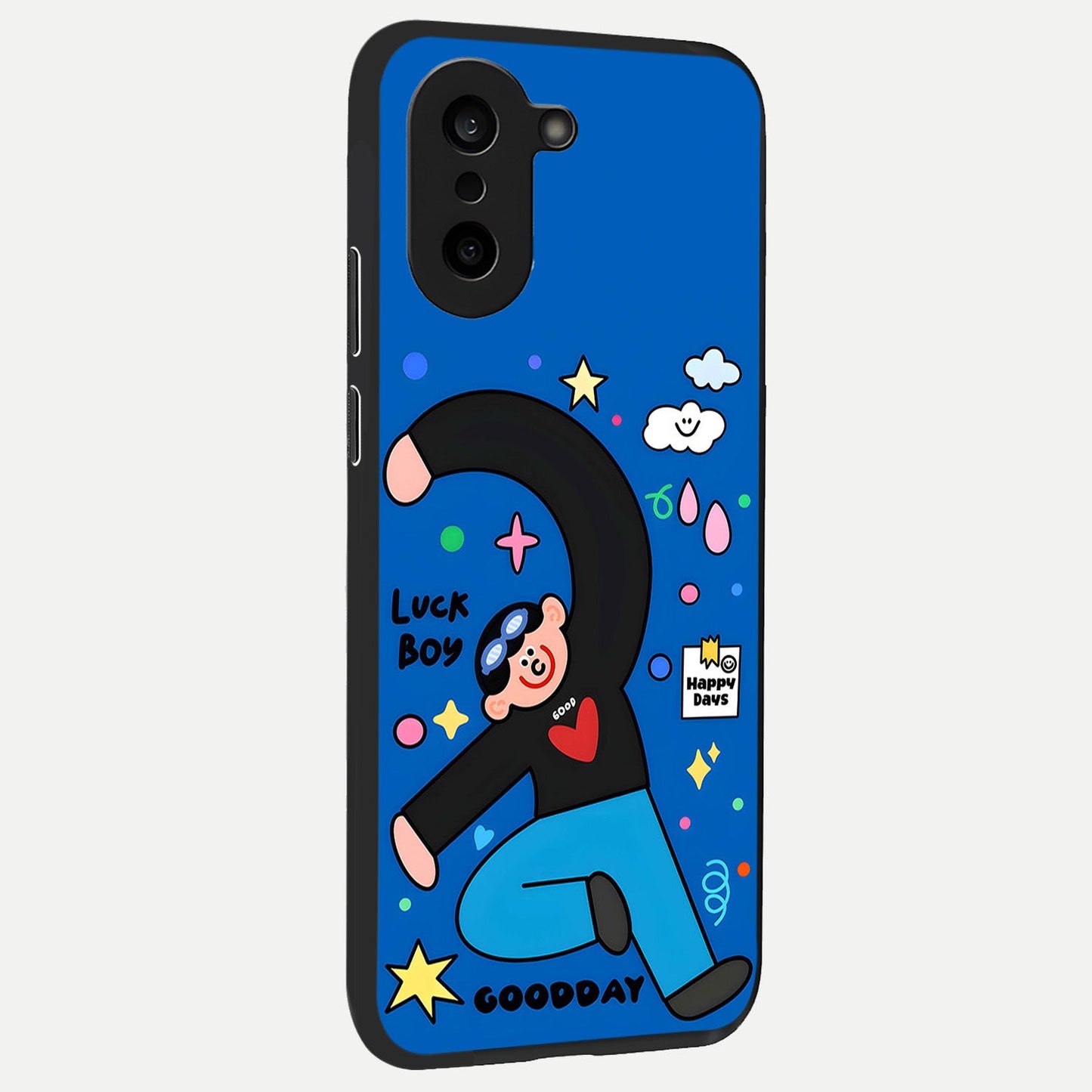  Happy Luck Vibe back cover For Oneplus Nord CE5 slim fit glass case with vibrant aesthetic design