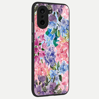  Pastel Floral Mix back cover For Oneplus Nord CE5 slim fit glass case with vibrant aesthetic design