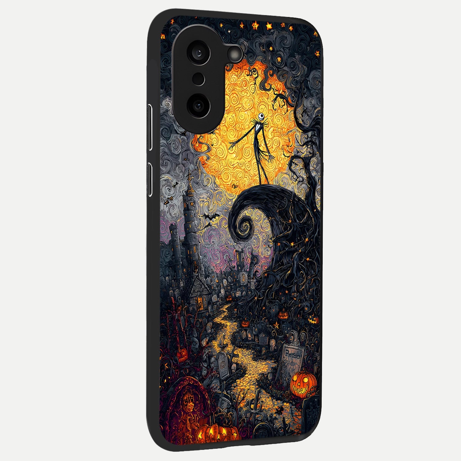  Pumpkin Moon Night back cover For Oneplus Nord CE5 slim fit glass case with vibrant aesthetic design