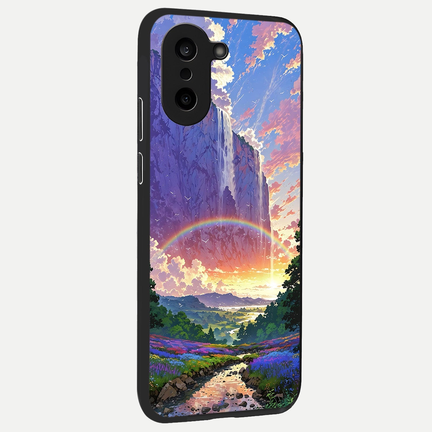  Rainbow Valley Dream back cover For Oneplus Nord CE5 slim fit glass case with vibrant aesthetic design
