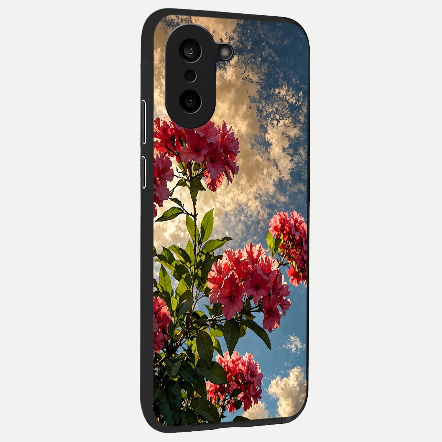  Red Bloom Skies back cover For Oneplus Nord CE5 slim fit glass case with vibrant aesthetic design
