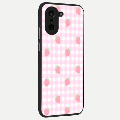 Strawberry Picnic Love back cover For Oneplus Nord CE5 slim fit glass case with vibrant aesthetic design
