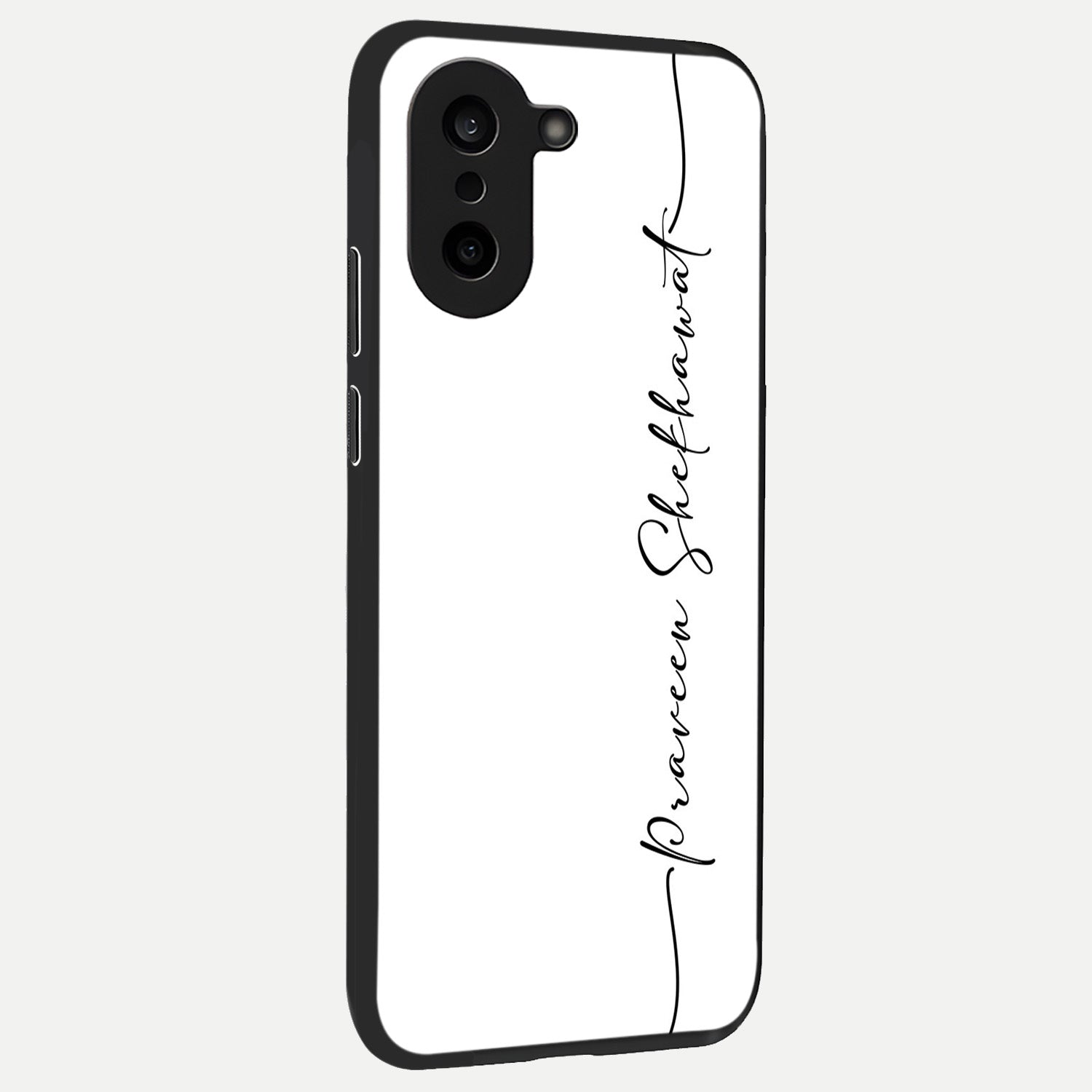  White Tune Custom Name back cover For Oneplus Nord CE5 slim fit personalized glass case with aesthetic design