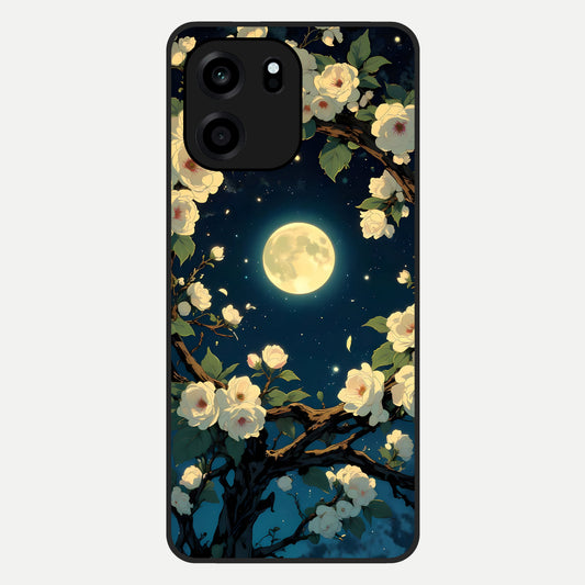  Celestial Moon And Flower Glass Case For OnePlus Nord CE 6 back cover – full design glossy printed glass finish
