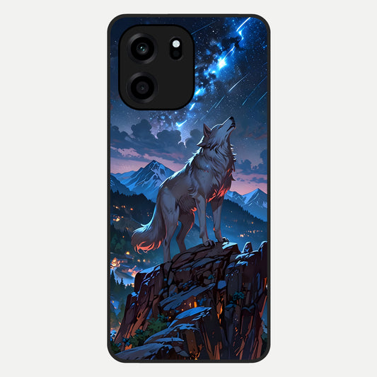  Celestial Wolf Howl Glass Case For OnePlus Nord CE 6 back cover – full design glossy printed glass finish