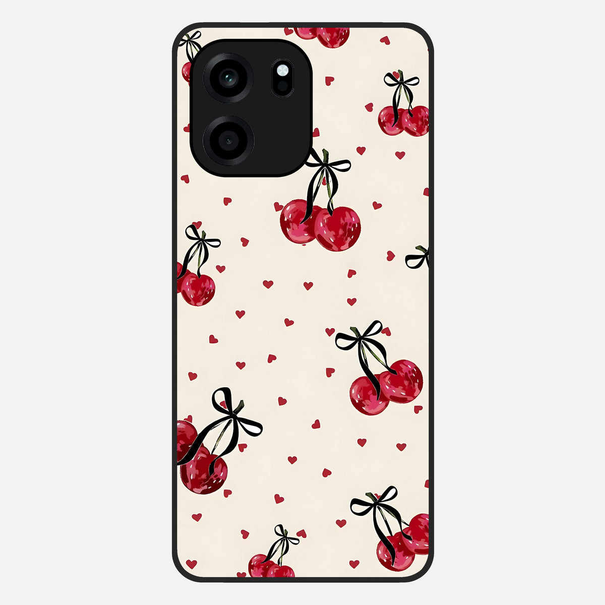  Cherry Heart Bow Glass Case For OnePlus Nord CE 6 back cover – full design glossy printed glass finish
