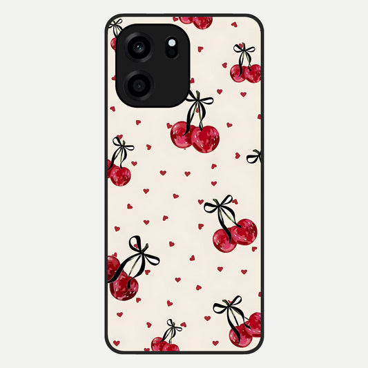  Cherry Heart Bow Glass Case For OnePlus Nord CE 6 back cover – full design glossy printed glass finish