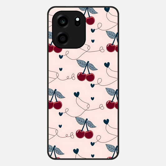  Cherry Heart Line Glass Case For OnePlus Nord CE 6 back cover – full design glossy printed glass finish